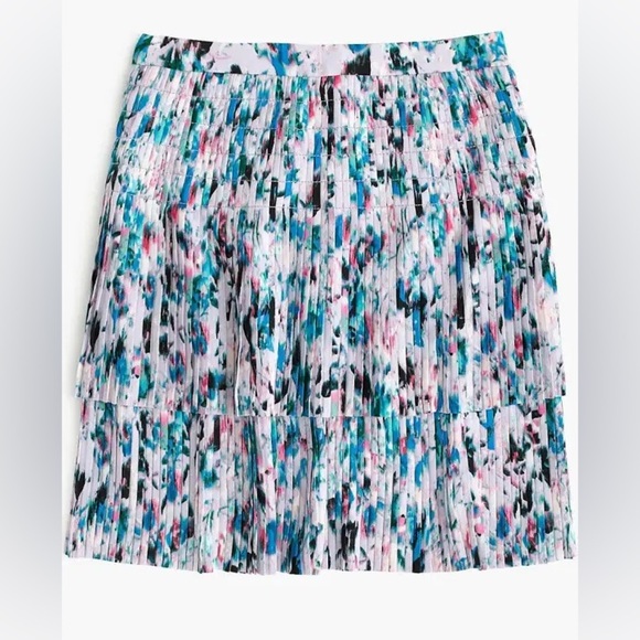 NWT J. Crew Two Tiered Pleated Short Skirt Multicolored Waterfall Color Size 4 - Picture 2 of 9